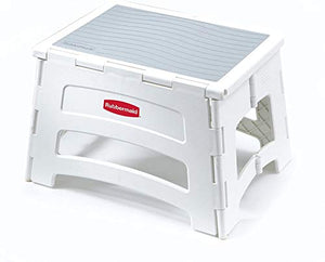 Rubbermaid  Folding 1-Step Plastic Stool, 300-pound Capacity, White