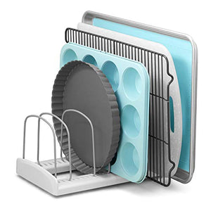 Organizador de sartenes ajustable, Bakeware Rack, 11.5"D x 7.3"W x 6.4"H, 1