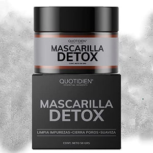 Mascarilla Facial Detox de Carbón Activado - Limpieza Profunda - Absorbe Grasas - Purifica - Disminuye Puntos Negros y Poros - Limpia Impurezas- Arcillas Puras (Kaolin y Bentonita)+ Cera de Arroz+ Extractos Naturales- 94% Ingredientes Naturales- Piel Norm