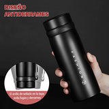 ▶ Termo de Acero Inoxidable, Doble Pared y Tapa Hermética Antigoteo, con Asa para Transportar (900ml, Negro)