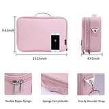 Estuche de Maquillaje Grande, Organizador de Bolsas de Maquillaje de Viaje, Color Rosa y Negro, Bolsa de Cosméticos Profesional, Caja de Almacenamiento Portátil con Divisor Ajustable