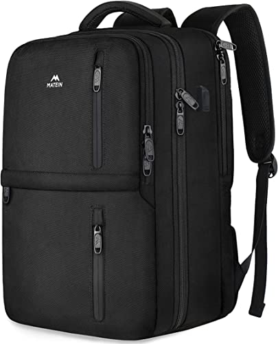 Mochila de viaje, 40 L, aprobada por vuelo, equipaje de mano, resistente al agua, antirrobo, bolsa de día grande para portátil de 17 pulgadas, color negro
