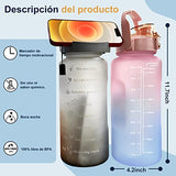 Botella de Agua 2000ml Motivacional Botella Deportiva Reutilizable sin BPA, Marcador de Tiempo y Medición con Pajita para Hacer Ejercicio, Caminar y Cualquier Actividad al Aire Libre (violeta)