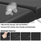 2 mesas de masaje plegables de aluminio con taburete, portátil, cama de masaje para spa, cama de spa, taburete ajustable, silla giratoria de salón, mesa de terapia de masaje con reposacabezas y reposabrazos, color negro