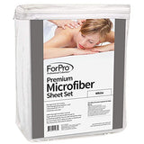 Juego de sábanas de masaje ForPro Premium de microfibra de 3 piezas, blancas, ultraligeras, resistentes a las manchas y las arrugas, incluye sábana plana de masaje, sábana bajera ajustable para masajes y funda de masaje pa