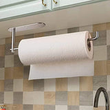 Soporte para Toallas de Papel de Cocina,Soporte para debajo del Gabinete, Percha Toallero para Baño, Nevera, Fregadero, Acero Inoxidable 304, Disponible en Adhesivo y Tornillo -Plata
