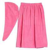 Keenso Juego de toallas de baño, microfibra suave, para mujer, toalla de spa, falda de ducha con gorro de secado rápido para gimnasio, spa, sauna, sala de vapor, taquilla (rojo rosa)