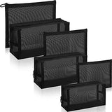 6 bolsas de malla para cosméticos, bolsas de maquillaje de malla, bolsa de malla con cremallera, bolsas de maquillaje portátiles para el hogar, oficina, accesorios de viaje (negro)