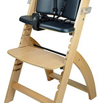 Abiie Beyond Wooden Trona con bandeja para bebé, el asiento perfecto que funciona como trona para niños pequeños (a partir de 6 meses) o como silla de comedor (madera al natural - cojín negro)