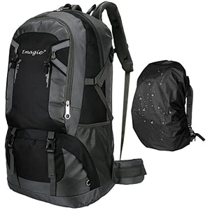 Mochila Impermeable de Viaje - Mochila de Senderismo 60L Mochila para Camping Transpirable y Ligera Mochila Deportiva para Montañismo,Campismo,Deportes al Aire Libre Para Hombre Mujer (Negro)