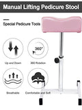 Reposapiés de pedicura, altura ajustable, taburete de manicura, equipo de uñas para técnico de uñas, salón de spa (rosa)