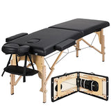 ▶ Cama De Masaje  cama de masaje portátil, mesa de terapia de masaje, cama de spa de 84 pulgadas, ajustable, 2 pliegues, cama de salón con bolsa no tejida, color negro