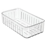 ▶ Juego de 2 Cajas plásticas organizadoras pequeñas – Práctico Organizador de despensa sin Tapa – Organizador de Nevera con Ranuras Laterales de ventilación – Transparente