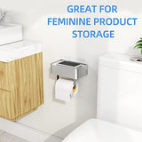 Soporte de papel higiénico con estante, dispensador de toallitas desechables para almacenamiento de toallitas de baño, mantiene tus toallitas ocultas fuera de la vista, organizador de pared de acero inoxidable SUS304 (níquel cepillado)