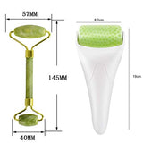 Rodillo Masajeador Facial de jade, facial Gua Sha, Ice Roller for Face y Eye, cepillo de mascarilla de silicona, Cuidado de la Piel del Cuello del Ojo del Facial, para cuerpo cabeza cuello Naturaleza Belleza dispositivo OranSee