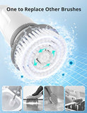 Voweek Cepillo limpiador eléctrico giratorio con brazo de extensión ajustable y 4 cabezales de limpieza reemplazables para baño, bañera, baldosa, suelo