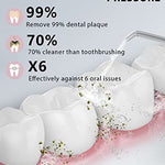 MySmile Flosser de agua inalámbrico para limpiador de dientes, herramienta de eliminación de placa dental 350ml con 5 modos 8 puntas de chorro pantalla OLED, irrigador oral impermeable recargable IPX7