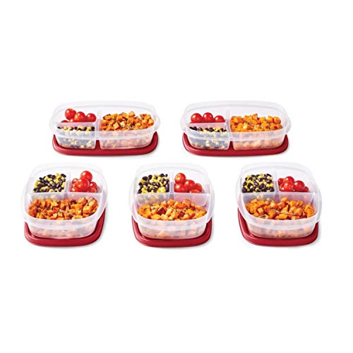 Rubbermaid EasyFindLid - Contenedores para preparación de comidas, 5.1 tazas, color rojo