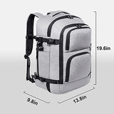 Mochila de viaje para laptop de 40 L para hombres y mujeres, apta para cuaderno de 17 pulgadas, mochila de maleta aprobada por vuelo, mochila de viaje resistente al agua, mochila de fin de semana durante la noche, color gris