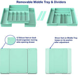Simple Houseware Organizador de cubiertos expandible para cajones de cocina, turquesa
