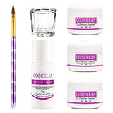 COSCELIA polvo acrílico blanco rosa claro con pincel para decoración de uñas y líquido acrílico para salón de uñas en casa