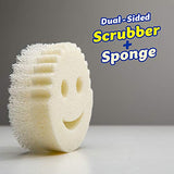 Scrub Daddy Esponja y estropajo de doble cara, sin tintes, limpiador sin arañazos para platos y hogar, resistente al olor, suave en agua tibia, firme en frío, limpieza profunda, apto para lavavajillas, 1 unidad