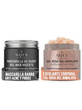 Exfoliante de Sal Rosa del Himalaya + Mascarilla Facial de Barro del Mar Muerto. Anti Acné, Minimiza Poros y Puntos Negros. Exfoliante Corporal Hidratante Rico en Vitaminas y Minerales. Remueve Toxinas, Nutre y Restaura la Piel. 20-25 Usos. 1