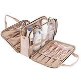 Neceser de viaje, organizador de maquillaje portátil, bolsa de cosméticos de pie, estuche de cosméticos de viaje para artículos de cambiador de tamaño de viaje, Rosado, Elegante