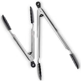 Juego de 2 pinzas de cocina (9 pulgadas y 12 pulgadas) - Acero inoxidable con puntas de silicona antiadherentes 480F resistentes al calor - Gran herramienta para cocinar, servir y asar - Apto para lavavajillas (negro)