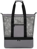 Bolsa de playa de malla con enfriador aislado, bolsas de piscina desmontables para mujer, Gris 2, X-Large