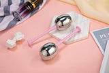 Herramientas para el cuidado facial de la piel para mujeres, cara y ojos, globos de belleza faciales de acero inoxidable para niñas y mujeres, rodillo de masaje de refrigeración con estuche de almacenamiento
