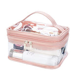 Bolsa de maquillaje transparente de doble capa, bolsa de maquillaje impermeable, bolsa de aseo de viaje, bolsa transparente de PVC para accesorios de pelo y uñas, Rosa/Rebel Fun.,