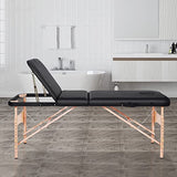 Mesa de masaje portátil, cama de masaje profesional, mesa de terapia de spa de 73 pulgadas, marco de madera ajustable de 3 pliegues