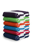 Toalla de playa 100% algodón Toalla de baño, paquete de 6, toalla de playa Cabana Stripe, toallas de piscina grandes (30" x 60"), toallas de baño altamente absorbentes, ligeras, suaves y de secado rápido, para fiestas, invitados