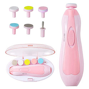 Lima de uñas bebe, Cortaúñas para bebe eléctrico, Pulidor de uñas para bebés, Luz LED, Cortaúñas Versátiles，Lima de uñas para el cuidado del bebé (Rosa)