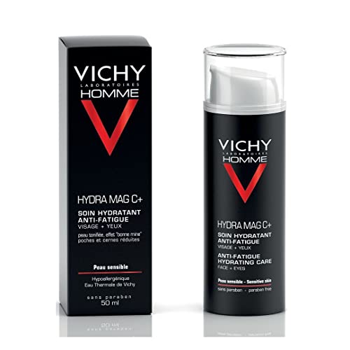 Vichy "vichy homme hydra mag c+ 50ml hidratante facial para hombres con vitamina c pura para iluminar e hidratar la piel, ideal para pieles sensibles "