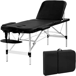 Mesa de Masaje portátil de 3 Camas Plegables de 188 cm de Altura Ajustable de Aluminio para salón de salón, Caja de Transporte, Mesa de Tatuaje, Cama Facial con Capacidad para hasta 400 Libras