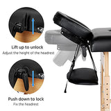 ▶ Cama De Masaje  cama de masaje portátil, mesa de terapia de masaje, cama de spa de 84 pulgadas, ajustable, 2 pliegues, cama de salón con bolsa no tejida, color negro