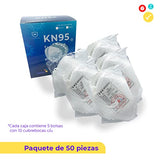 Cubrebocas KN95 Blanco Certificado 50 Piezas, Tapabocas Con 5 Capas De Protección, mascarilla con Ajuste Nasal Interno, Calidad Premium