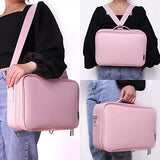 Estuche de Maquillaje Grande, Organizador de Bolsas de Maquillaje de Viaje, Color Rosa y Negro, Bolsa de Cosméticos Profesional, Caja de Almacenamiento Portátil con Divisor Ajustable