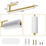 Soporte para toallas de papel para cocina, nuevo soporte de doble varilla autoadhesivo o perforado para toallas de papel montado en la pared, soporte para rollos debajo del gabinete, color dorado