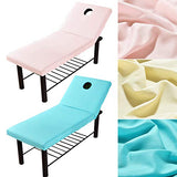 Sábana de mesa de masaje, funda de cama de masaje con agujero facial, sábanas bajeras lavables y reutilizables (blanco, 2 piezas)