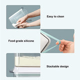 Contenedor hermético para almacenamiento de alimentos – Contenedor desplegable con cuchara – 1,5 cuartos de galón para almacenamiento de leche y más alimentos, cuadrado, transparente