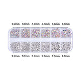 Pedrería de Uñas, 1440pcs 3D Pedrería para Uñas Brillante Cristales AB, Decoración Uñas Diamantes (Plata, 12 size)