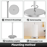 Soporte para toallas de papel, soporte para rollo de toallas de papel de pie para cocina y baño, con ventosas de base pesada para operación con una sola mano (plata)
