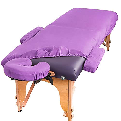 Fundas de mesa de masaje, fundas de cama de masaje profesional de spa, funda de mesa de algodón suave, lavable, fundas de cama de spa (morado, mesa de masaje no incluida)