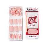 KISS imPRESS - Manicura a presión, kit de uñas, tecnología PureFit, uñas cortas a presión, mantener en contacto, incluye almohadilla de preparación, mini lima, palo de cutícula y 30 uñas postizas