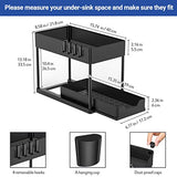 ▶ Organizador  y Almacenamiento bajo el Fregadero, Soporte Multiusos de 2 Nivel con un Estante Deslizante para Armario de Cocina Cuarto de Baño Encimeras -Negro
