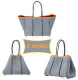 Bolsa de neopreno multiusos para playa con bolsillo interior con cierre y tabla móvil, gris, One_Size