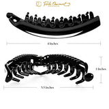 6 unidades, plástico de alta calidad, estilo banano, clásico, para hacer coletas de caballo, accesorio de belleza, clip de cierre, tamaño mediano, color negro